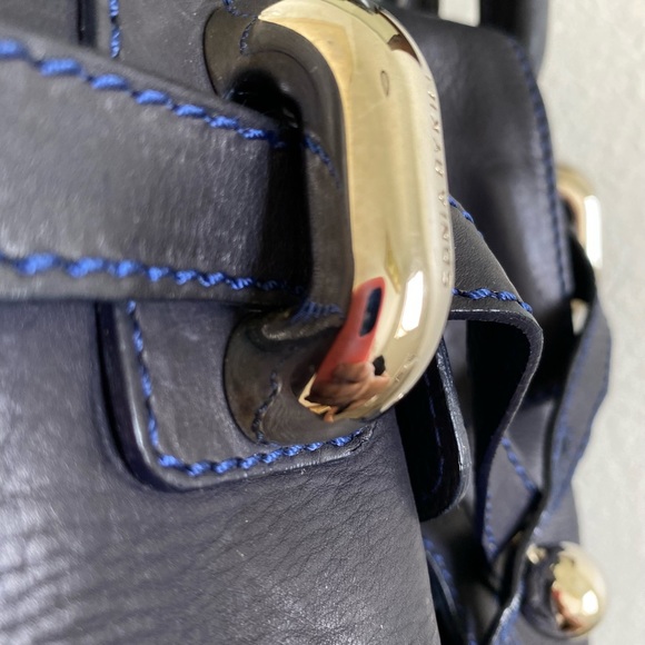 Sonia Rikiel Navy Blue Leather Hobo Style Handbag - Picture 9 of 10